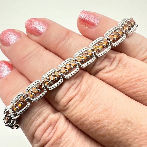 JTV BBJ Womens Bracelet Sterling Silver Orange Citrine Tennis 22 Grams - Picture 8 of 8